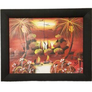 Vintage Haitian Folk Art Original Oil Painting